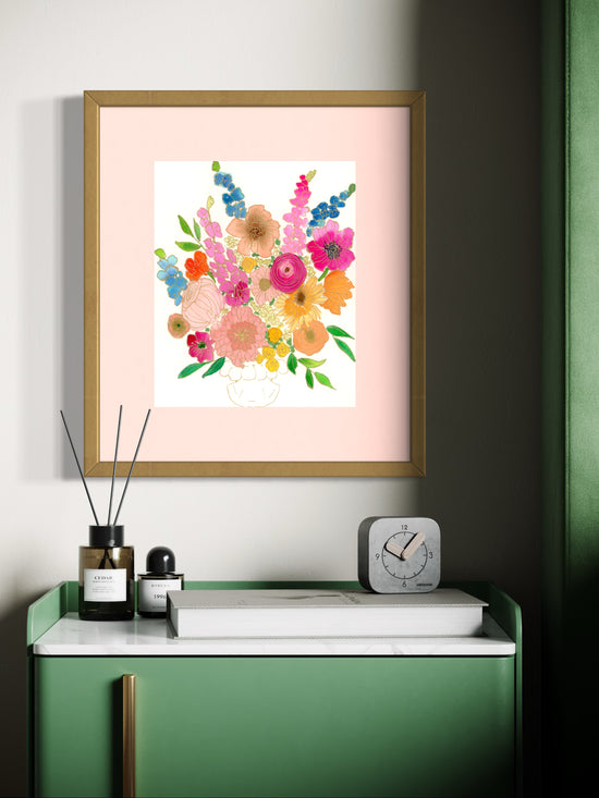 Vibrant Mixed Bouquet Watercolor Print