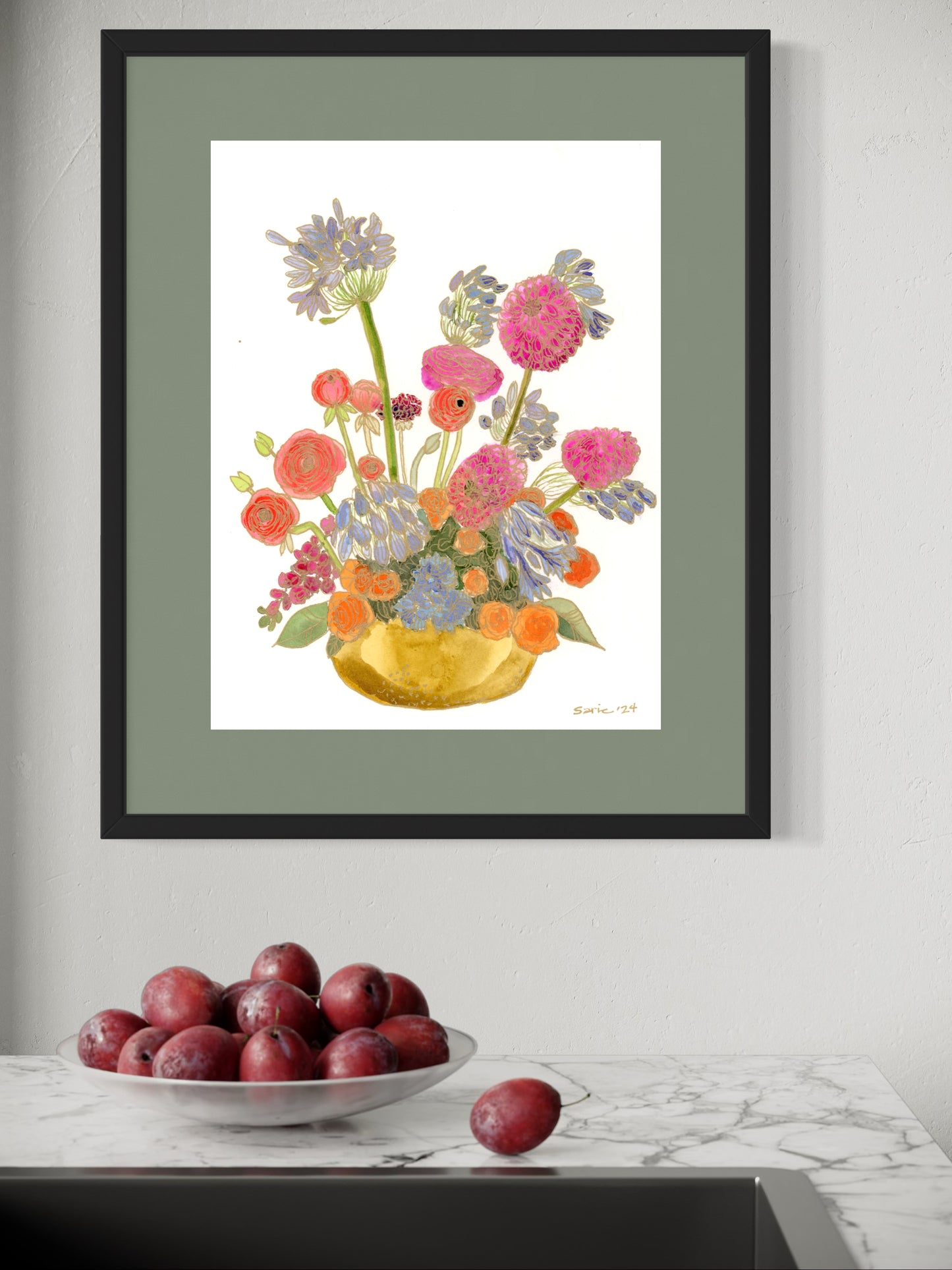 Dancing Blue Agapanthus Arrangement Print