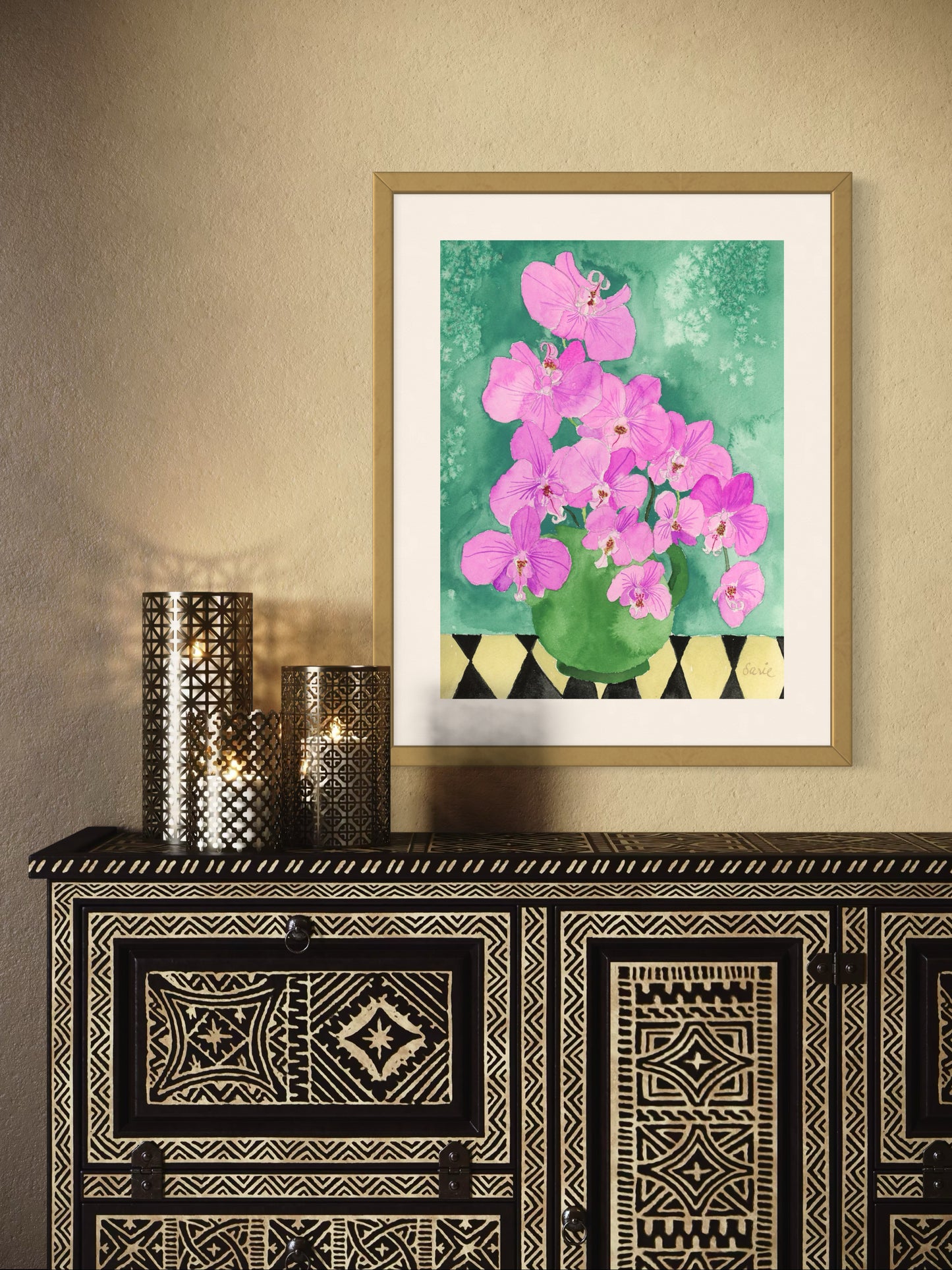 Pink Phalaenopsis Vase Watercolor Print